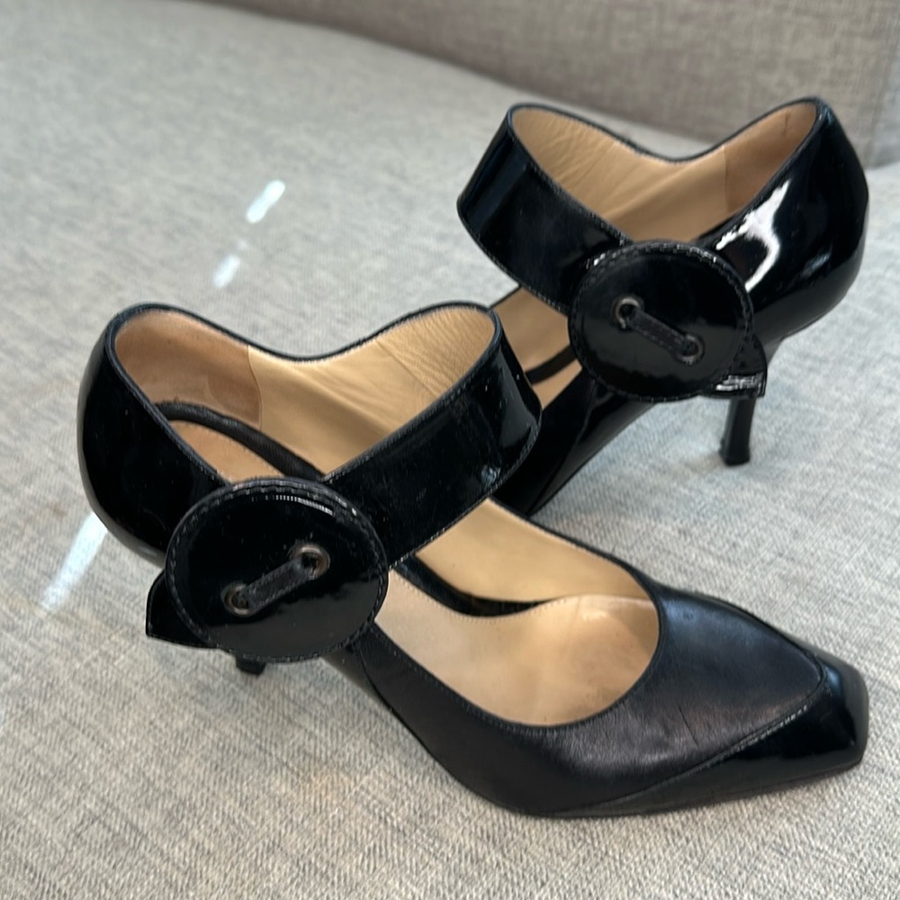 Alexander McQueen Black Mary Jane Style Button Strap SZ 36.5 - 6.5